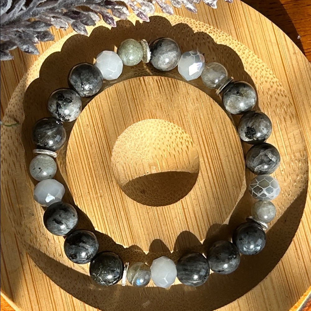Handmade Labradorite + Larvikite Bracelet *